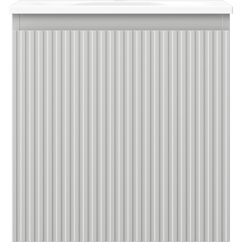 Mexen Rivel kúpeľňová skrinka 45 cm s umývadlom Vela, 1 zásuvka, drážkovaná, sivá matná/biela matná - 91A20-04547-1-BF62-W23M01