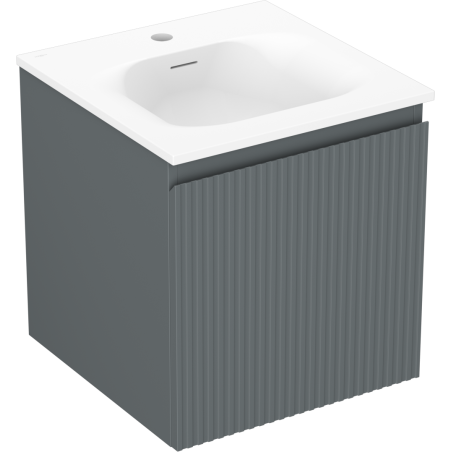 Mexen Rivel kúpeľňová skrinka 45 cm s umývadlom Vela, 1 zásuvka, ryhovaná, grafit mat/biela mat