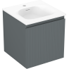 Mexen Rivel kúpeľňová skrinka 45 cm s umývadlom Vela, 1 zásuvka, ryhovaná, grafit mat/biela mat