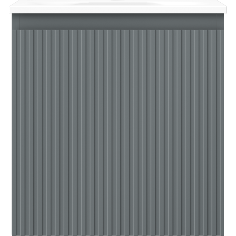 Mexen Rivel kúpeľňová skrinka 45 cm s umývadlom Vela, 1 zásuvka, ryhovaná, grafit mat/biela mat