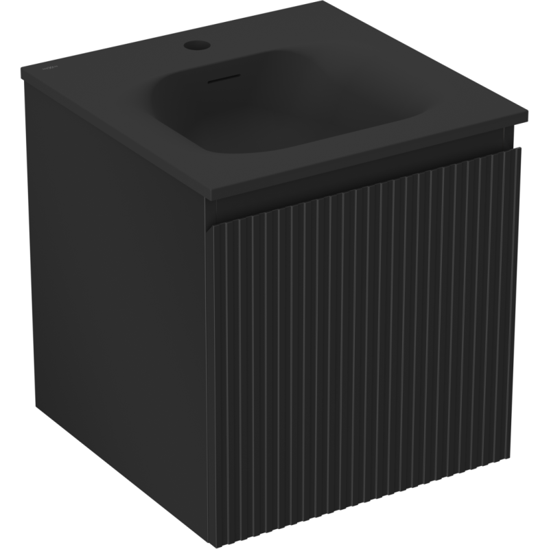Mexen Rivel kúpeľňová skrinka 45 cm s umývadlom Vela, 1 zásuvka, ryhovaná, čierna mat - 91A20-04547-1-BF71-W23M71