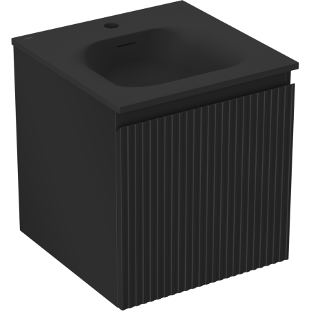 Mexen Rivel kúpeľňová skrinka 45 cm s umývadlom Vela, 1 zásuvka, ryhovaná, čierna mat - 91A20-04547-1-BF71-W23M71