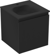 Mexen Rivel kúpeľňová skrinka 45 cm s umývadlom Vela, 1 zásuvka, ryhovaná, čierna mat - 91A20-04547-1-BF71-W23M71