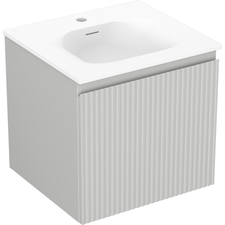 Mexen Rivel kúpeľňová skrinka 50 cm s umývadlom Vela, 1 zásuvka, ryhovaná, sivá matná/biela matná - 91A20-05047-1-BF62-W23M01