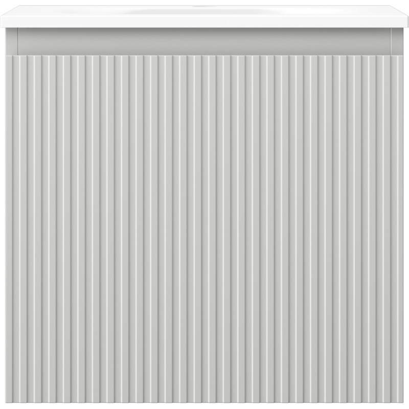 Mexen Rivel kúpeľňová skrinka 50 cm s umývadlom Vela, 1 zásuvka, ryhovaná, sivá matná/biela matná - 91A20-05047-1-BF62-W23M01