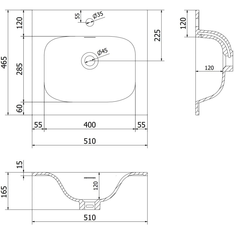 Mexen Rivel kúpeľňová skrinka 50 cm s umývadlom Vela, 1 zásuvka, ryhovaná, sivá matná/biela matná - 91A20-05047-1-BF62-W23M01
