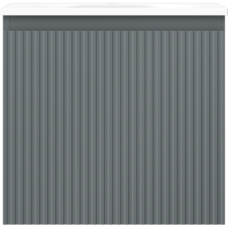 Mexen Rivel kúpeľňová skrinka 50 cm s umývadlom Vela, 1 zásuvka, ryhovaná, grafit matná/biela matná - 91A20-05047-1-BF66-W23M01