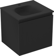 Mexen Rivel kúpeľňová skrinka 50 cm s umývadlom Vela, 1 zásuvka, ryhovaná, čierna matná - 91A20-05047-1-BF71-W23M71