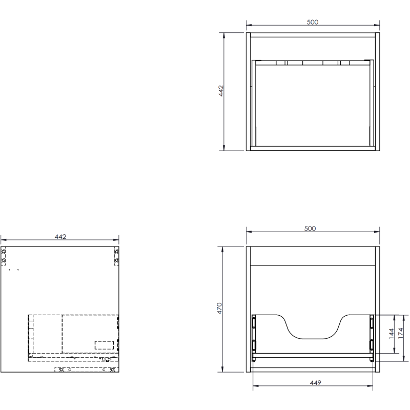 Mexen Rivel kúpeľňová skrinka 50 cm s umývadlom Vela, 1 zásuvka, ryhovaná, čierna matná - 91A20-05047-1-BF71-W23M71