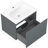 Mexen Rivel kúpeľňová skrinka 60 cm s umývadlom Vela, 1 zásuvka, ryhovaná, grafit mat/biela mat - 91A20-06047-1-BF66-W23M01