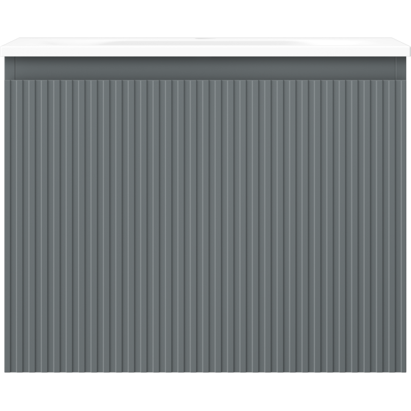 Mexen Rivel kúpeľňová skrinka 60 cm s umývadlom Vela, 1 zásuvka, ryhovaná, grafit mat/biela mat - 91A20-06047-1-BF66-W23M01