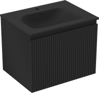 Mexen Rivel kúpeľňová skrinka 60 cm s umývadlom Vela, 1 zásuvka, drážkovaná, čierna mat - 91A20-06047-1-BF71-W23M71