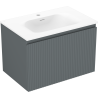 Mexen Rivel kúpeľňová skrinka 70 cm s umývadlom Vela, 1 zásuvka, ryhovaná, grafit mat/ biela mat - 91A20-07047-1-BF66-W23M01
