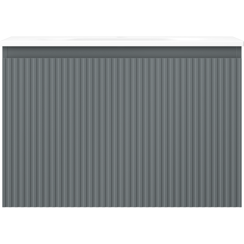 Mexen Rivel kúpeľňová skrinka 70 cm s umývadlom Vela, 1 zásuvka, ryhovaná, grafit mat/ biela mat - 91A20-07047-1-BF66-W23M01