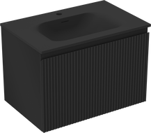 Mexen Rivel kúpeľňová skrinka 70 cm s umývadlom Vela, 1 zásuvka, ryhovaná, čierna mat - 91A20-07047-1-BF71-W23M71