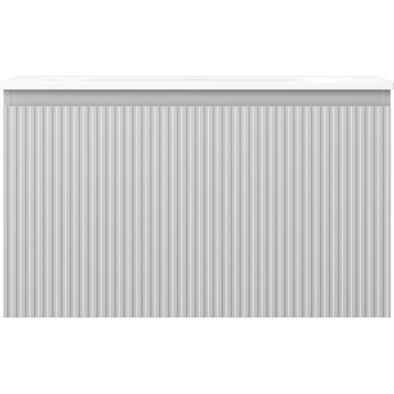 Mexen Rivel kúpeľňová skrinka 80 cm s umývadlom Vela, 1 zásuvka, ryhovaná, sivá matná/biela matná - 91A20-08047-1-BF62-W23M01