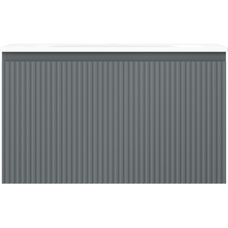 Mexen Rivel kúpeľňová skrinka 80 cm s umývadlom Vela, 1 zásuvka, ryhovaná, grafit mat/biela mat - 91A20-08047-1-BF66-W23M01