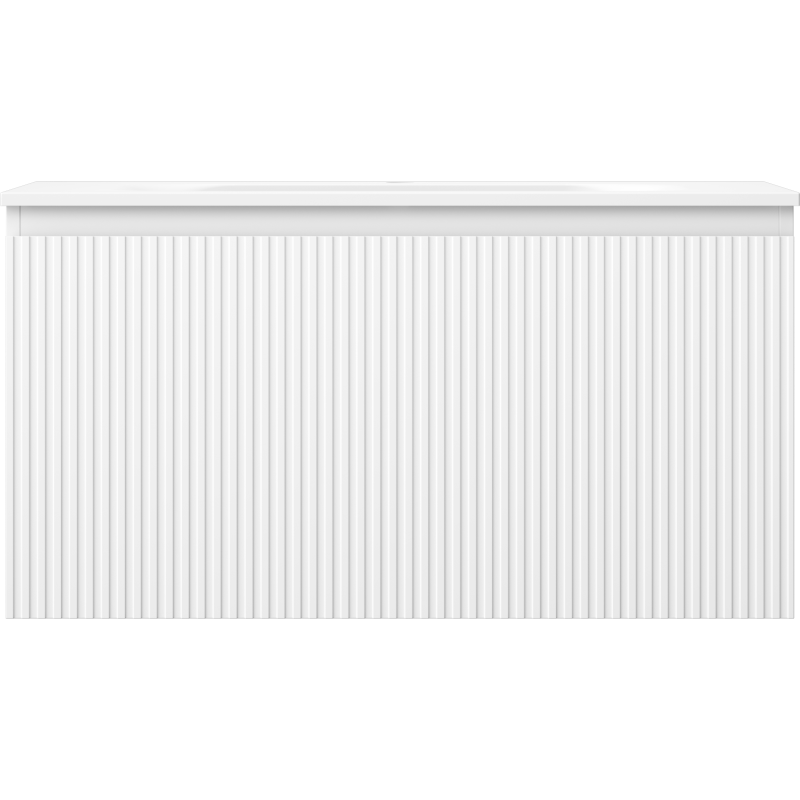 Mexen Rivel kúpeľňová skrinka 90 cm s umývadlom Vela, 1 zásuvka, ryhovaná, biela mat - 91A20-09047-1-BF01-W23M01