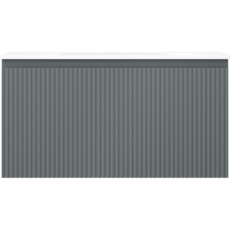 Mexen Rivel kúpeľňová skrinka 90 cm s umývadlom Vela, 1 zásuvka, ryhovaná, grafit mat/biela mat - 91A20-09047-1-BF66-W23M01