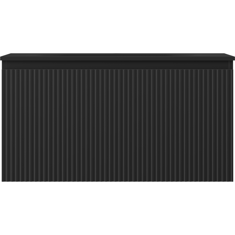 Mexen Rivel kúpeľňová skrinka 90 cm s umývadlom Vela, 1 zásuvka, ryhovaná, čierna matná - 91A20-09047-1-BF71-W23M71