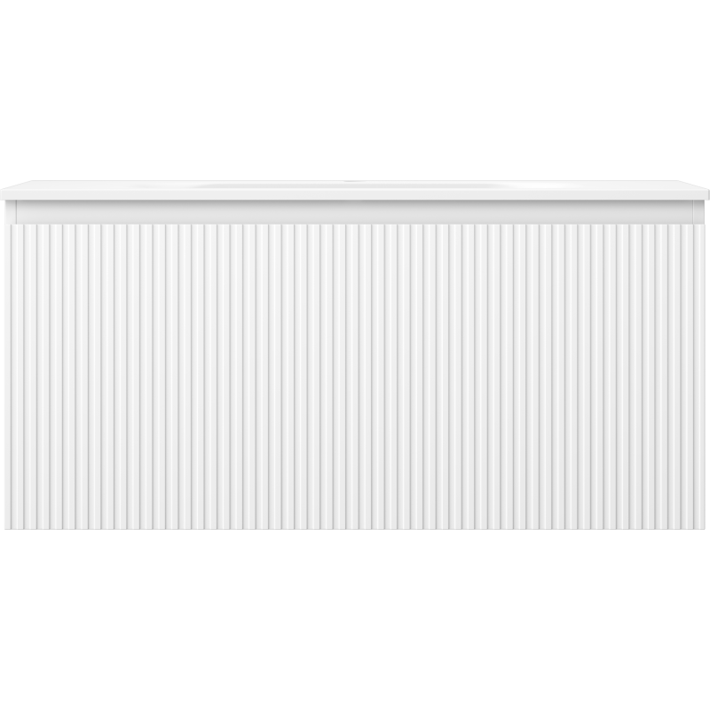 Mexen Rivel kúpeľňová skrinka 100 cm s umývadlom Vela, 1 zásuvka, drážkovaná, biela matná - 91A20-10047-1-BF01-W23M01