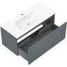 Mexen Rivel kúpeľňová skrinka 100 cm s umývadlom Vela, 1 zásuvka, vrúbkovaná, grafit mat/biela mat