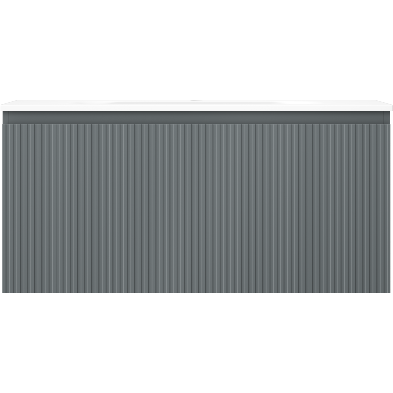 Mexen Rivel kúpeľňová skrinka 100 cm s umývadlom Vela, 1 zásuvka, vrúbkovaná, grafit mat/biela mat