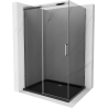 Mexen Omega posuvná sprchová kabína 100 x 80 cm, grafit, chróm + sprchová vanička Flat, čierna - 825-100-080-01-40-4070