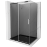Mexen Omega sprchová kabína posuvná 100 x 80 cm, grafit, chróm + vanička Flat, čierna - 825-100-080-01-40-4070