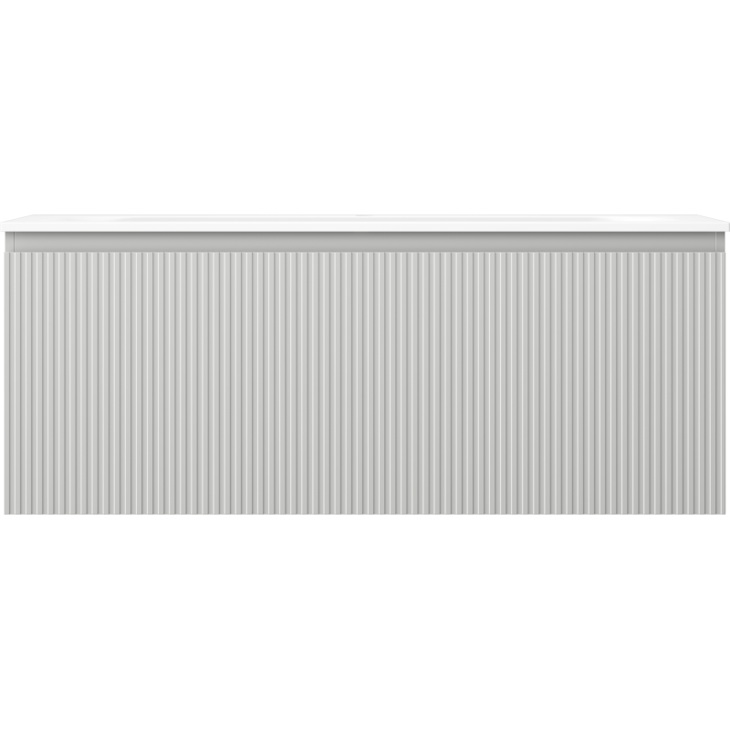 Mexen Rivel kúpeľňová skrinka 120 cm s umývadlom Vela, 1 zásuvka, rebrovaná, šedá matná/biela matná - 91A20-12047-1-BF62-W23M01