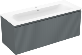 Mexen Rivel kúpeľňová skrinka 120 cm s umývadlom Vela, 1 zásuvka, drážkovaná, grafitová matná/biela matná -