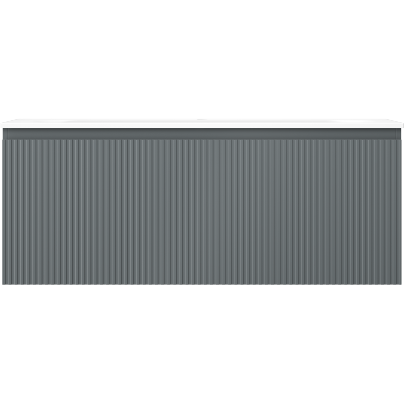 Mexen Rivel kúpeľňová skrinka 120 cm s umývadlom Vela, 1 zásuvka, drážkovaná, grafitová matná/biela matná -