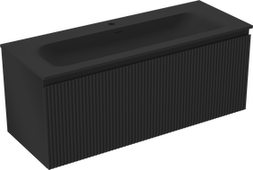 Mexen Rivel kúpeľňová skrinka 120 cm s umývadlom Vela, 1 zásuvka, ryhovaná, čierna mat - 91A20-12047-1-BF71-W23M71