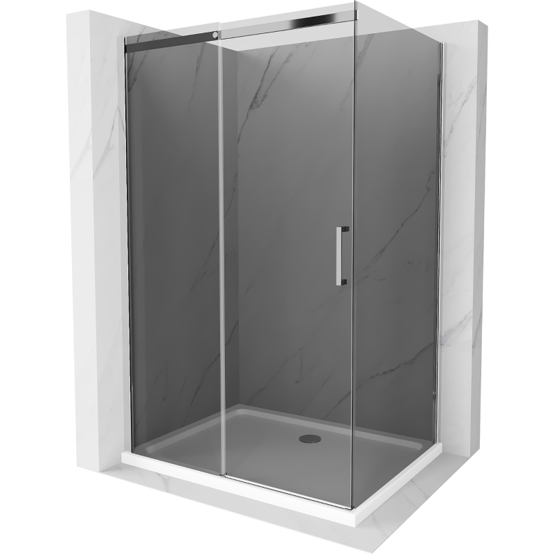 Mexen Omega posuvná sprchová kabína 100 x 70 cm, grafit, chróm + sprchová vanička Flat, biela - 825-100-070-01-40-4010