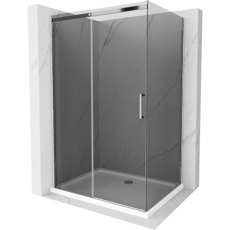 Mexen Omega posuvná sprchová kabína 100 x 70 cm, grafit, chróm + sprchová vanička Flat, biela - 825-100-070-01-40-4010