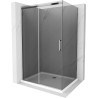 Mexen Omega posuvná sprchová kabína 100 x 70 cm, grafit, chróm + sprchová vanička Flat, biela - 825-100-070-01-40-4010