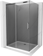 Mexen Omega sprchový kút, posuvný, 100 x 70 cm, grafit, chróm + plytká vanička, biela - 825-100-070-01-40-4010