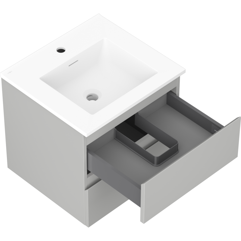 Mexen Orio kúpeľňová skrinka 50 cm s umývadlom Otis, 2 zásuvky, sivá matná/biela matná - 91A10-05047-2-BFF62-W18M01