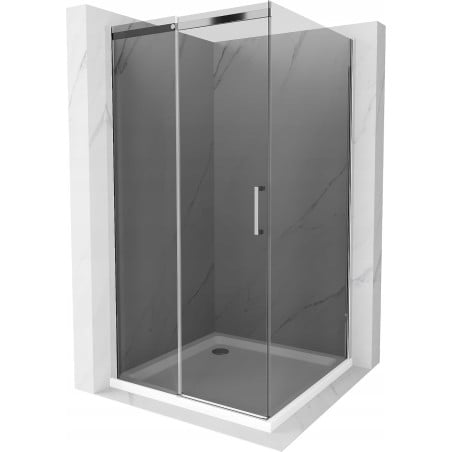 Mexen Omega posuvná sprchová kabína 100 x 100 cm, grafitová, chróm + vanička Flat, biela - 825-100-100-01-40-4010