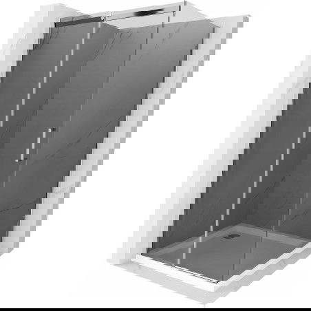 Mexen Omega sprchový kút posuvný 100 x 100 cm, grafit, chróm + vanička Flat, biela - 825-100-100-01-40-4010