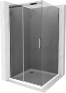 Mexen Omega posuvná sprchová kabína 100 x 100 cm, grafitová, chróm + Flat vanička, biela - 825-100-100-01-40-4010