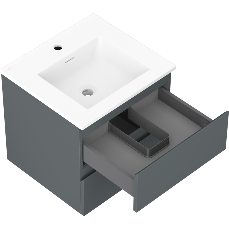 Mexen Orio kúpeľňová skrinka 50 cm s umývadlom Otis, 2 zásuvky, grafit mat/biela mat - 91A10-05047-2-BFF66-W18M01