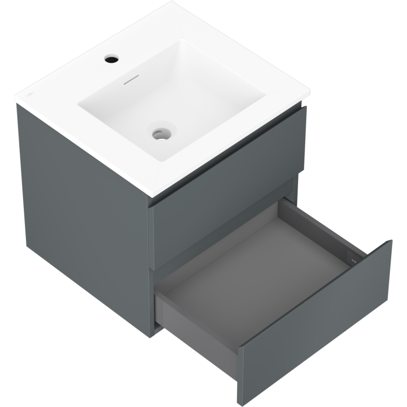 Mexen Orio kúpeľňová skrinka 50 cm s umývadlom Otis, 2 zásuvky, grafit mat/biela mat - 91A10-05047-2-BFF66-W18M01