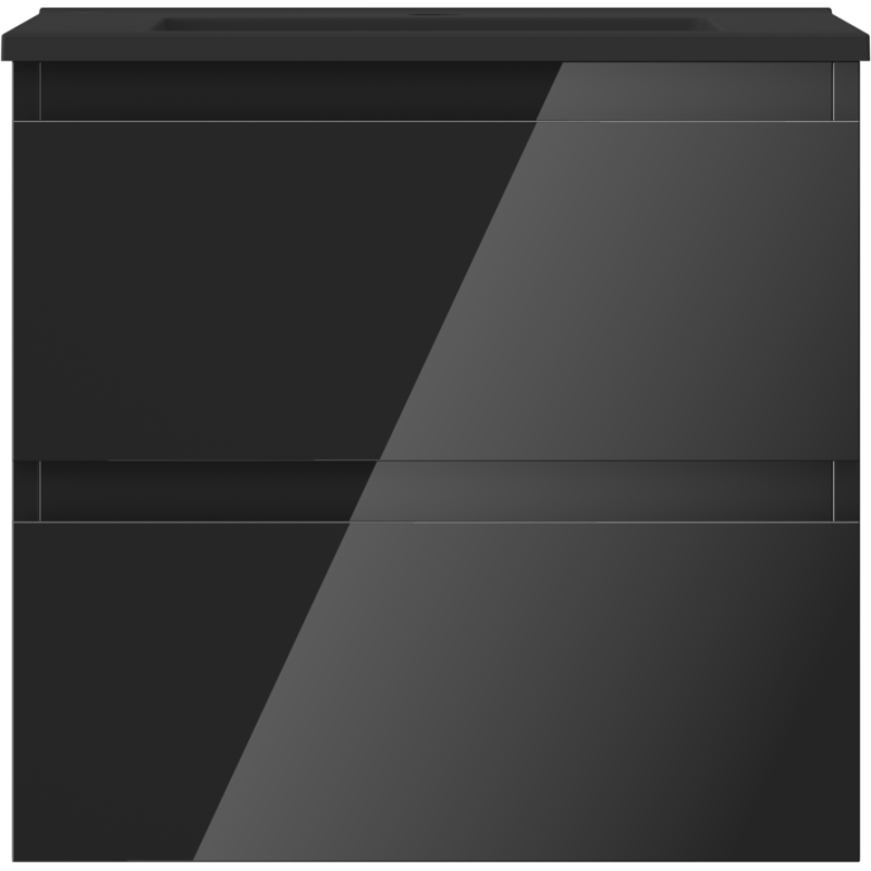 Mexen Orio kúpeľňová skrinka 50 cm s umývadlom Otis, 2 zásuvky, čierny lesk/čierny mat - 91A10-05047-2-BFF70-W18M71