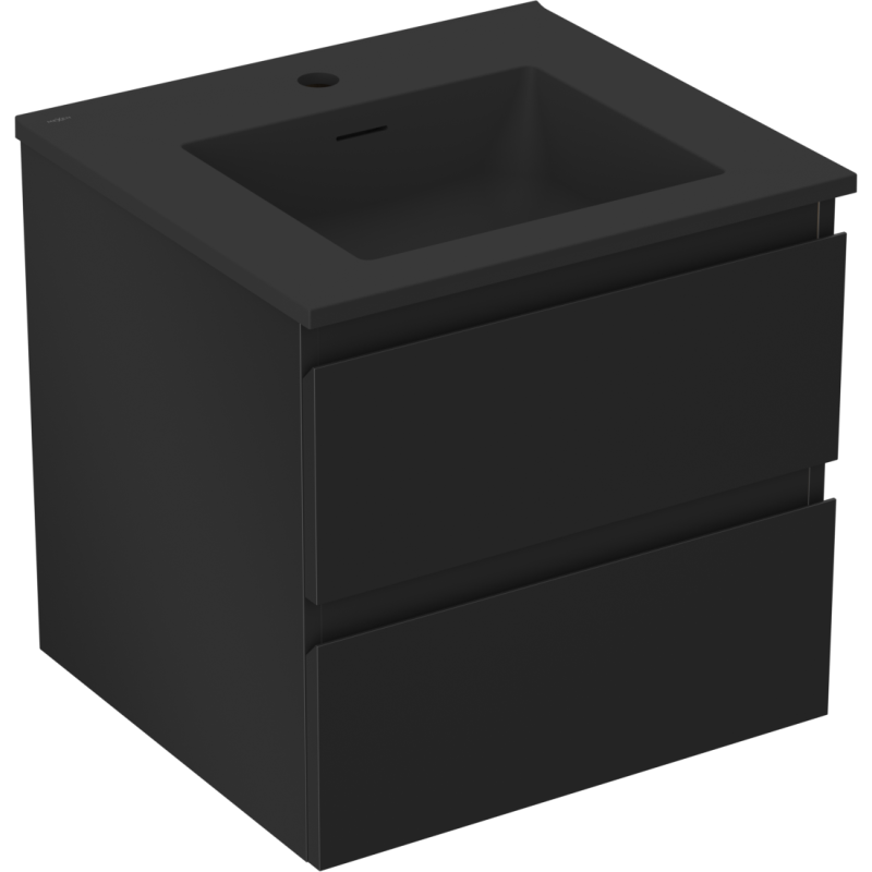 Mexen Orio kúpeľňová skrinka 50 cm s umývadlom Otis, 2 zásuvky, čierna mat - 91A10-05047-2-BFF71-W18M71