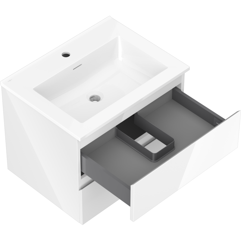 Mexen Orio kúpeľňová skrinka 60 cm s umývadlom Otis, 2 zásuvky, biely lesk - 91A10-06047-2-BFF00-W18M00
