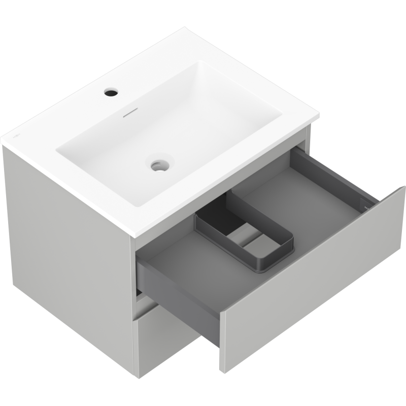 Mexen Orio kúpeľňová skrinka 60 cm s umývadlom Otis, 2 zásuvky, šedá matná/biela matná - 91A10-06047-2-BFF62-W18M01