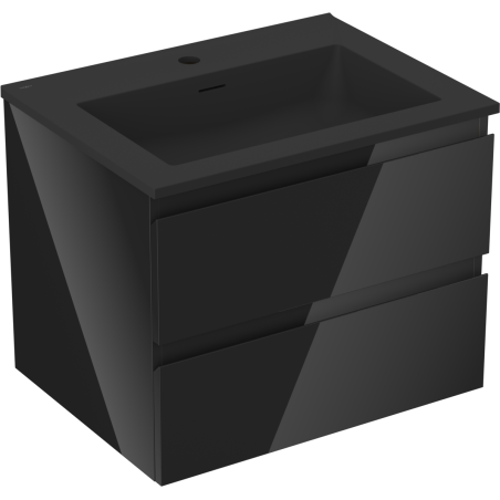 Mexen Orio kúpeľňová skrinka 60 cm s umývadlom Otis, 2 zásuvky, čierny lesk/čierny mat - 91A10-06047-2-BFF70-W18M71