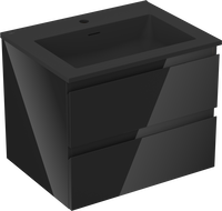 Mexen Orio kúpeľňová skrinka 60 cm s umývadlom Otis, 2 zásuvky, čierny lesk/čierny mat - 91A10-06047-2-BFF70-W18M71