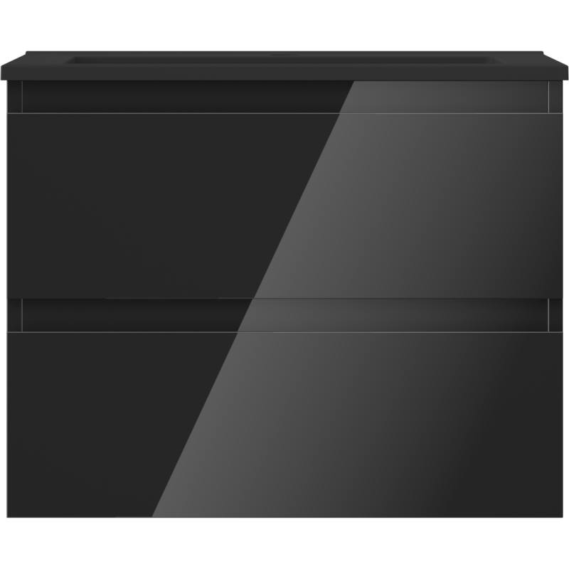 Mexen Orio kúpeľňová skrinka 60 cm s umývadlom Otis, 2 zásuvky, čierny lesk/čierny mat - 91A10-06047-2-BFF70-W18M71